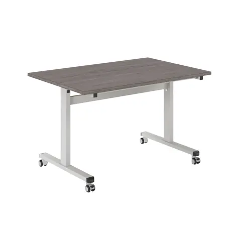 Pro Flip Rectangular Table - W1200 x D800 x H725mm - White Legs - Grey Oak